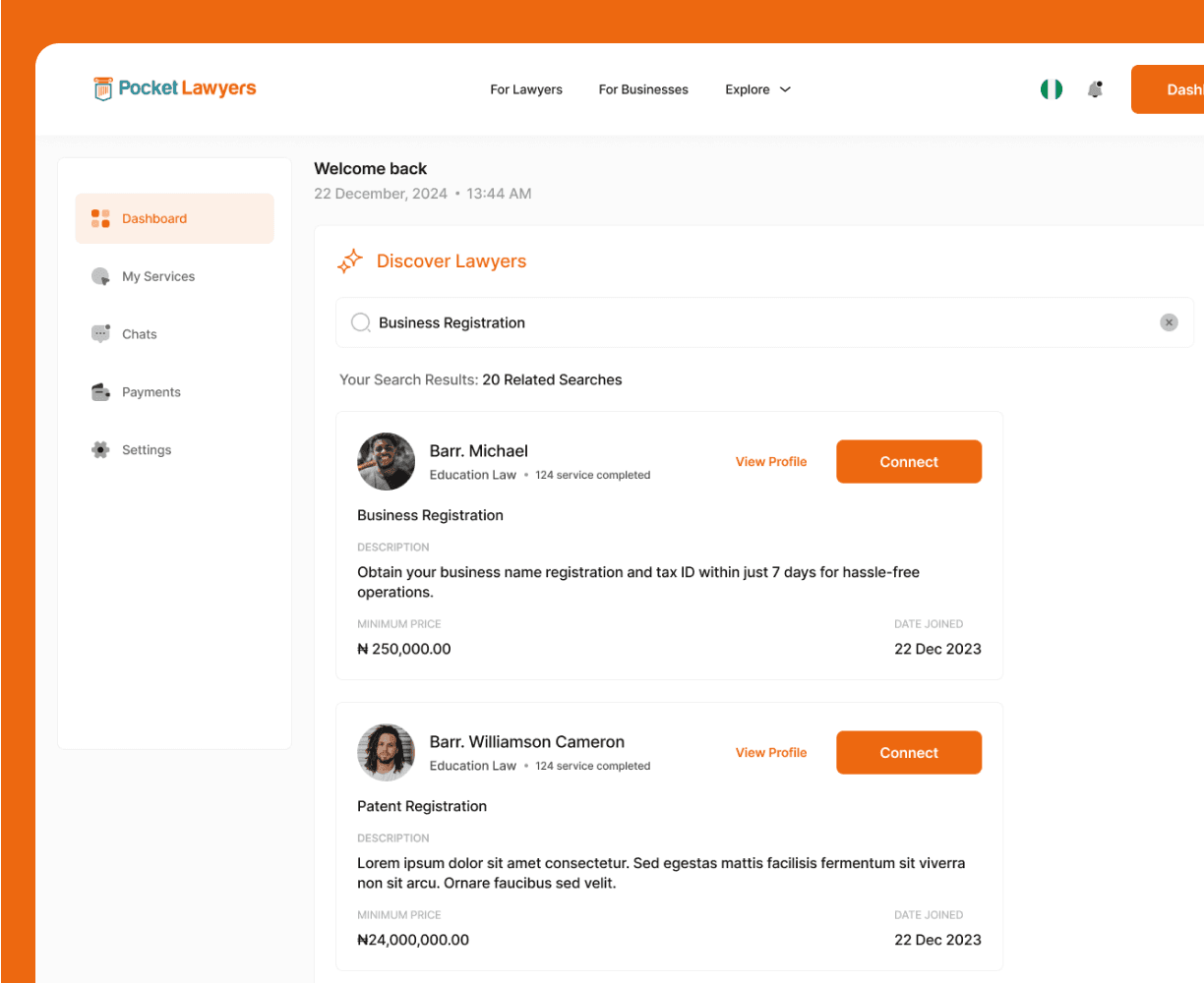 Legal practice dashboard